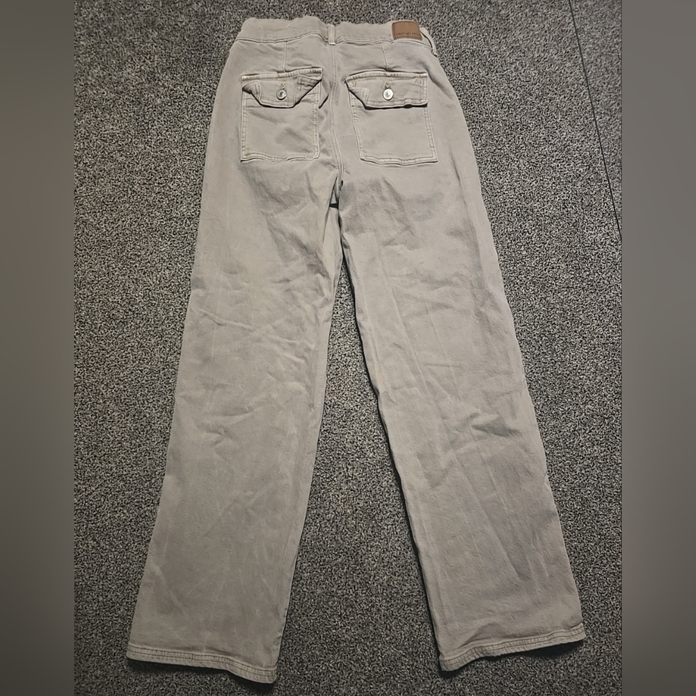 American Eagle Khaki Jeans, Women Size 4, Cargo Wide Leg Skater jeans Flat Front - Picture 8 of 12